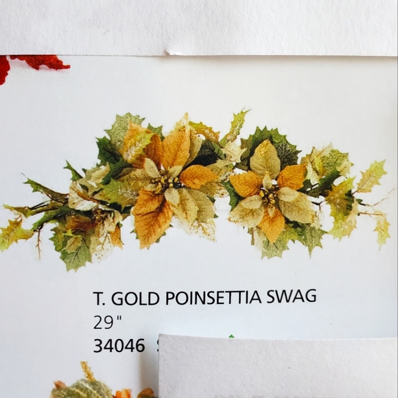 Home Interiors Gold Poinsettia Swag New in package Floral Holiday 29" - Picture 2 of 3